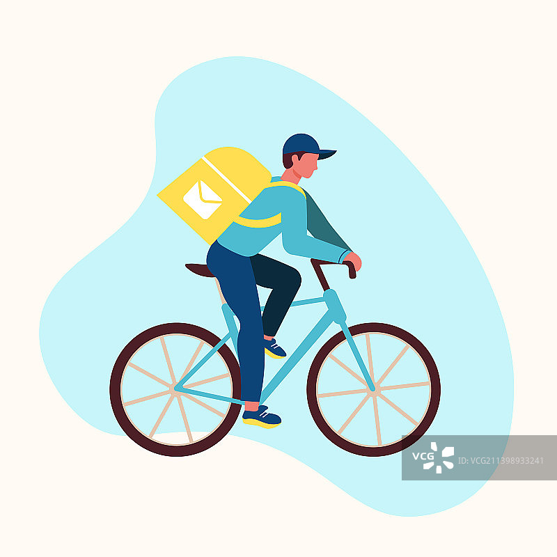 骑自行车送外卖戴着帽子骑自行车的人图片素材