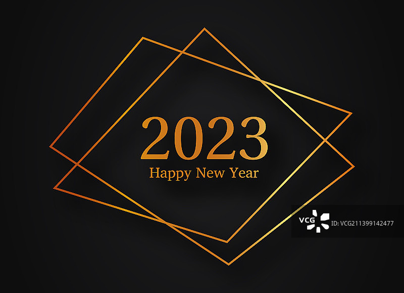 2023新年快乐黄金几何多边形图片素材
