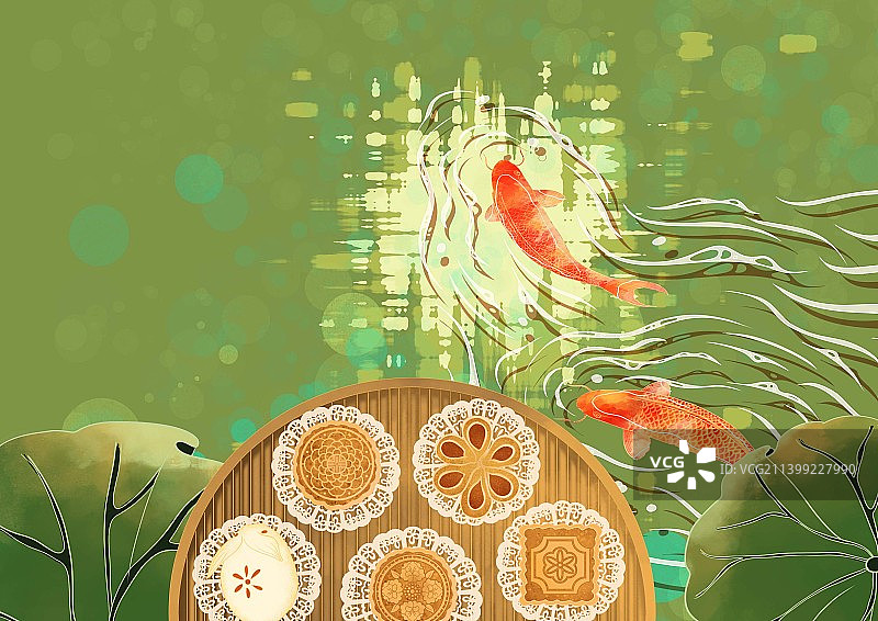 中秋节月饼节日国风插画背景图片素材