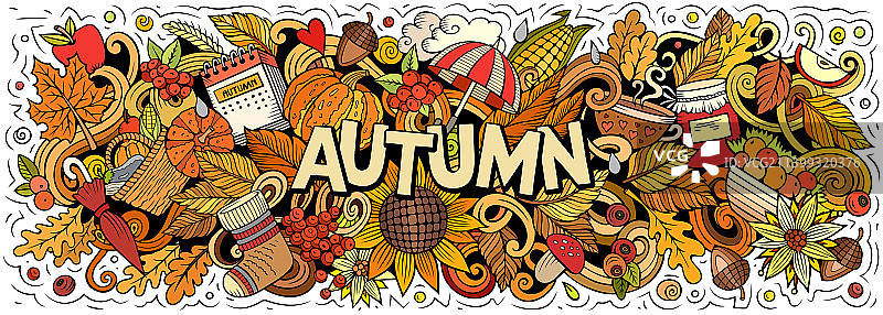秋天自然手绘卡通涂鸦有趣图片素材