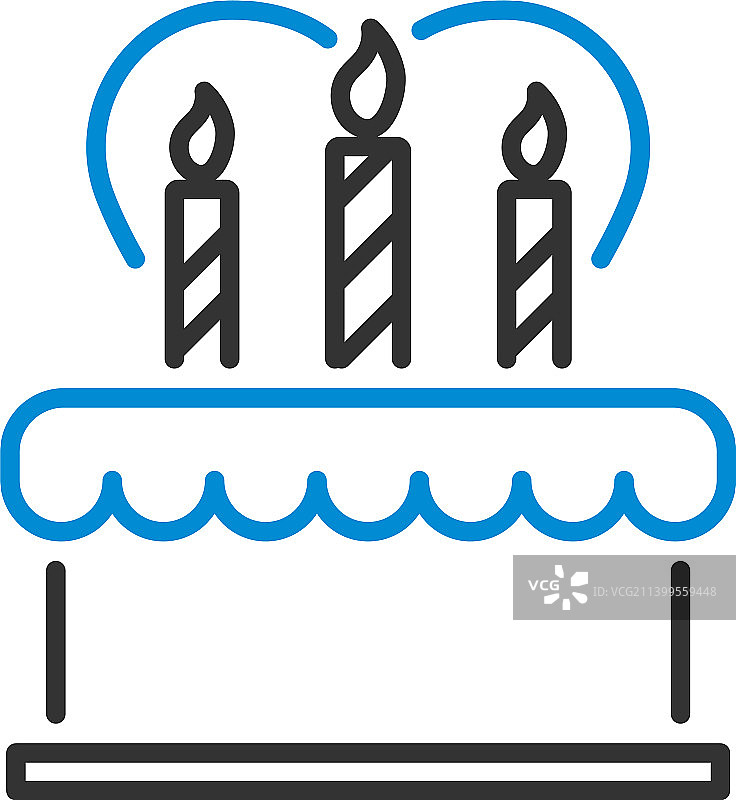蛋糕上有蜡烛和心形图标图片素材