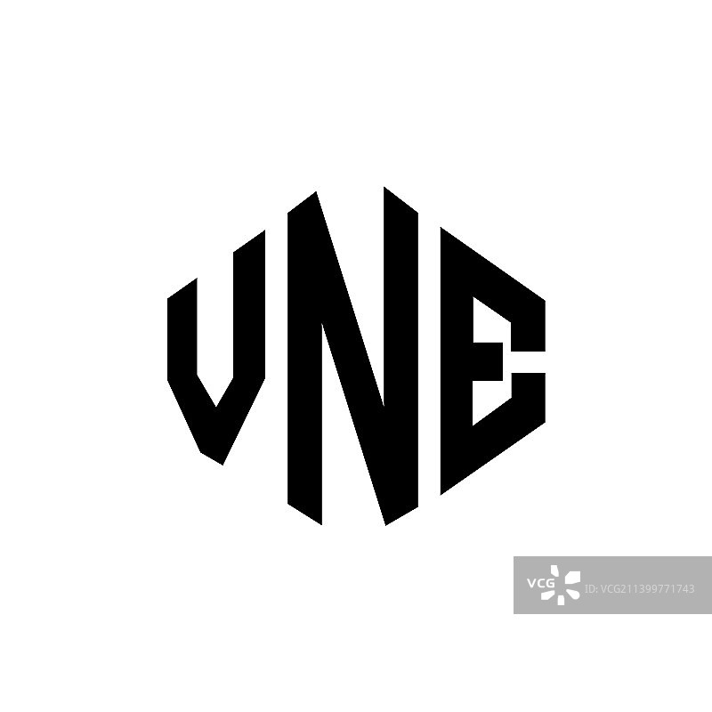 字母标志设计与多边形形状Vne图片素材