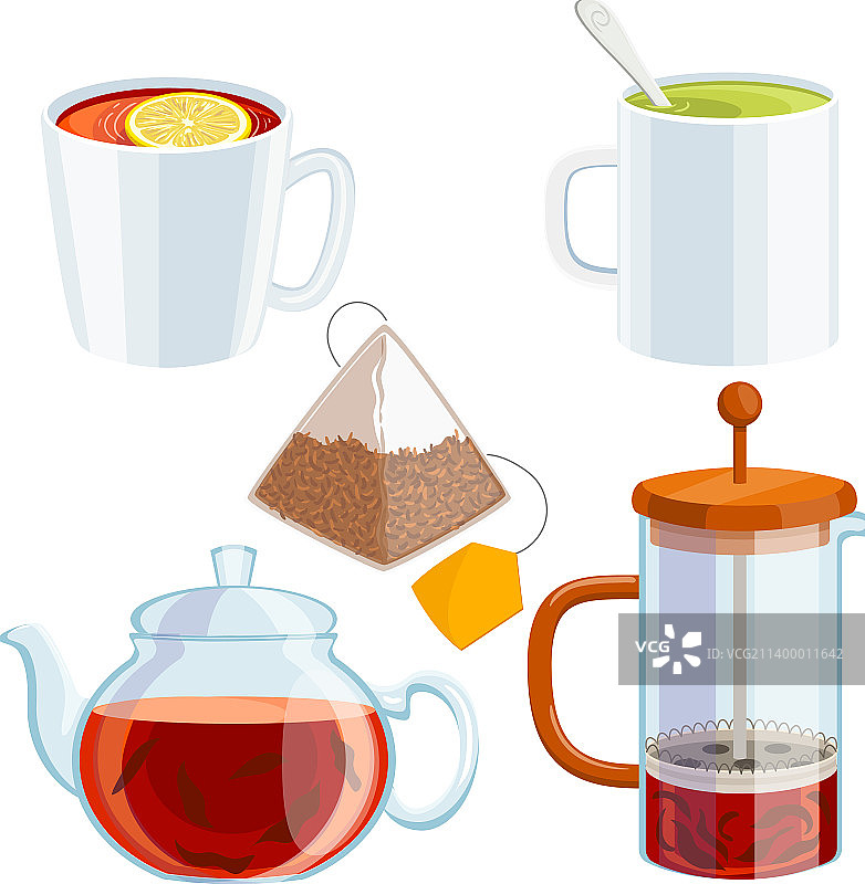 茶杯饮料套装卡通图片素材