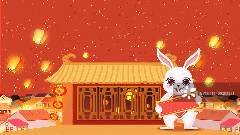 兔年春节卡通形象插画图片素材