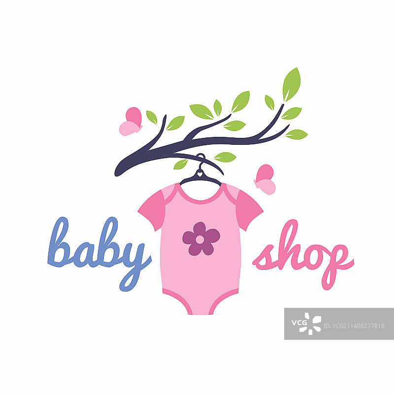 婴儿衣服挂在树枝上的标志图片素材
