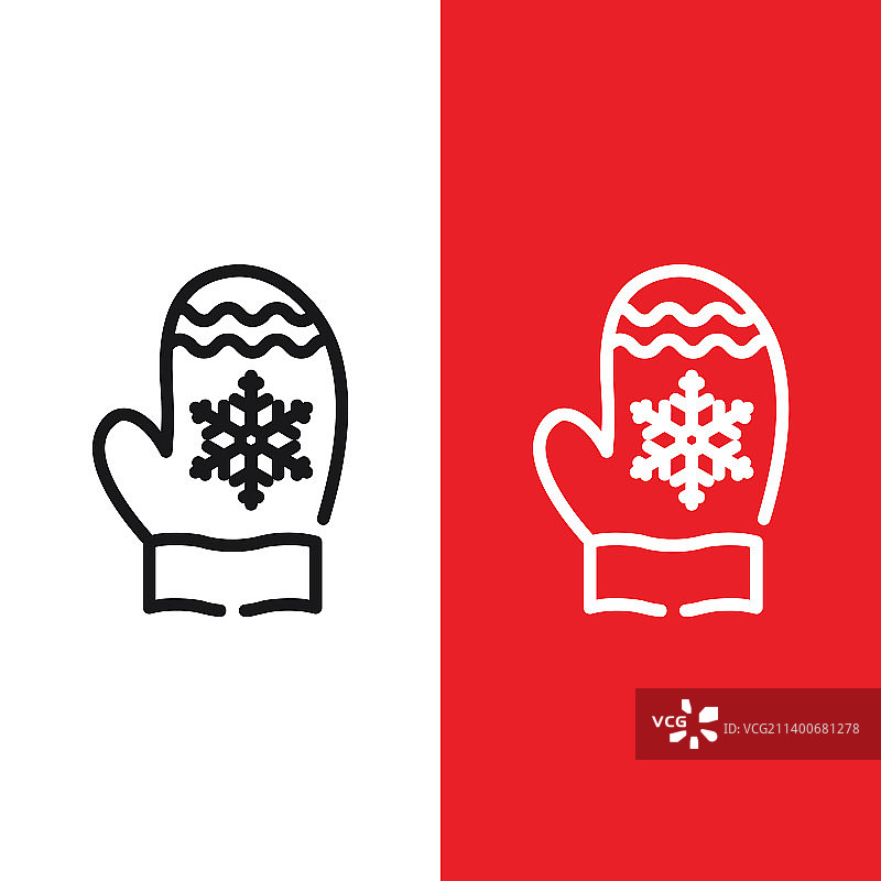 圣诞圣诞雪手套图标轮廓图片素材