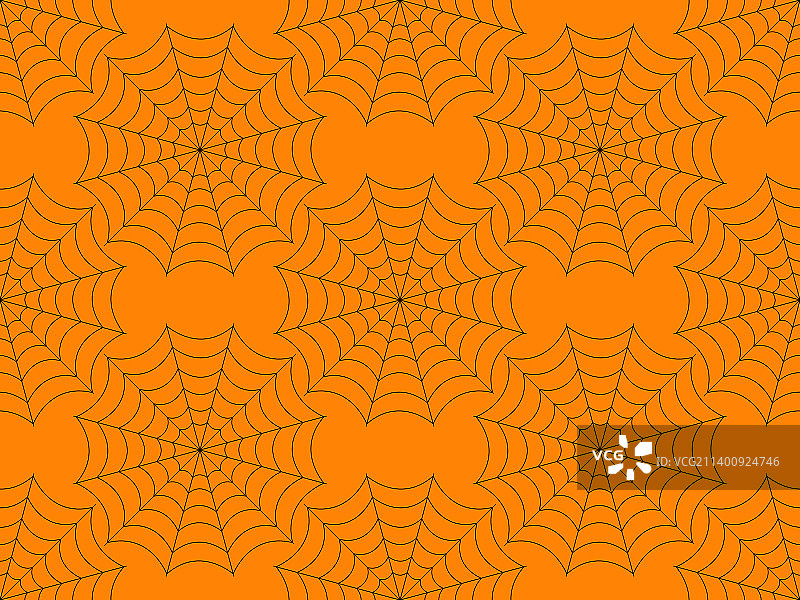 橙色背景上的黑色蛛网无缝衔接图片素材