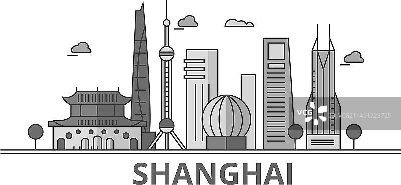 中国上海城市天际线孤立图片素材