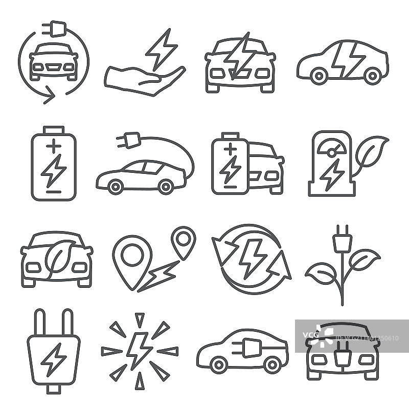 白色背景上的电动汽车图标图片素材