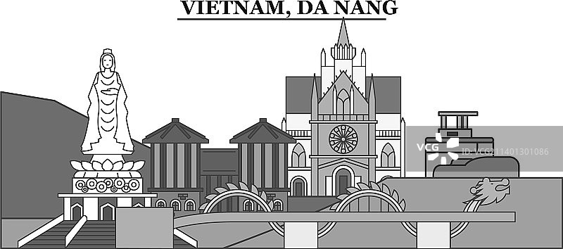 越南岘港市天际线孤立图片素材