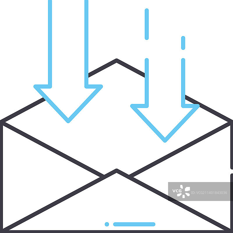 接收邮件线路图标轮廓符号图片素材