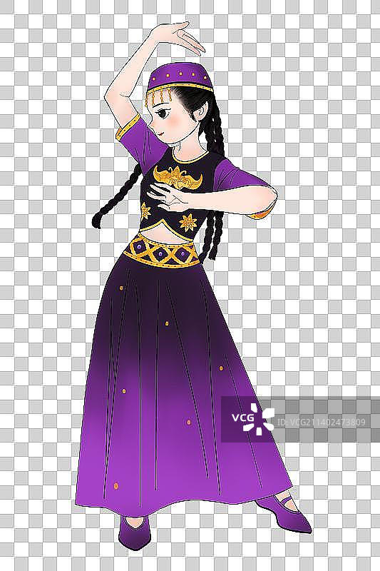 新疆维吾尔族民族舞蹈人物插画图片素材
