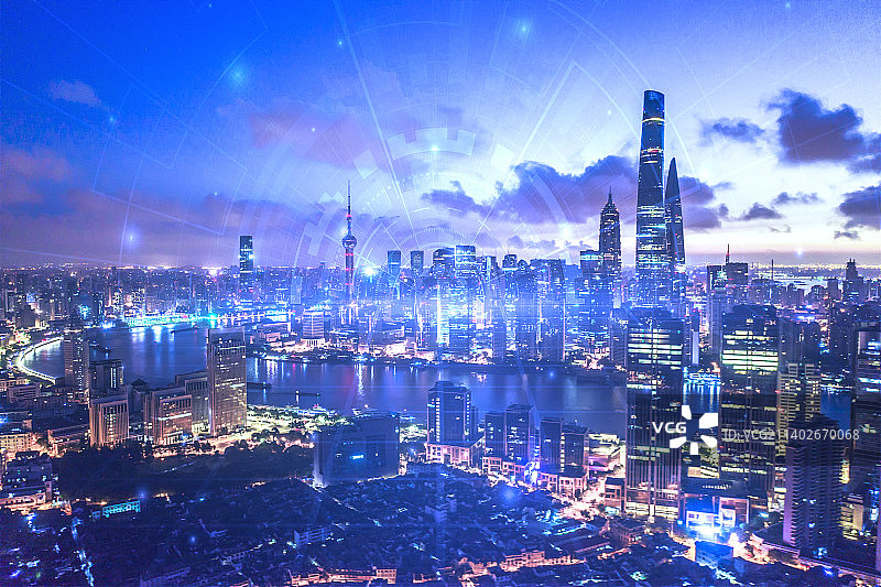 上海城市建筑风光大数据概念图片素材