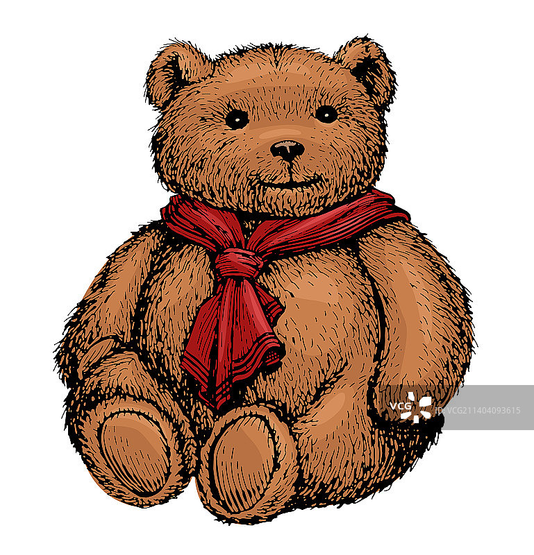 可爱的泰迪熊围巾复古软玩具图片素材