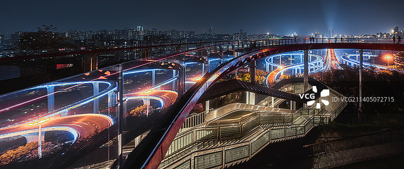 重庆菜园坝长江大桥苏家坝立交铜元之光夜景图片素材