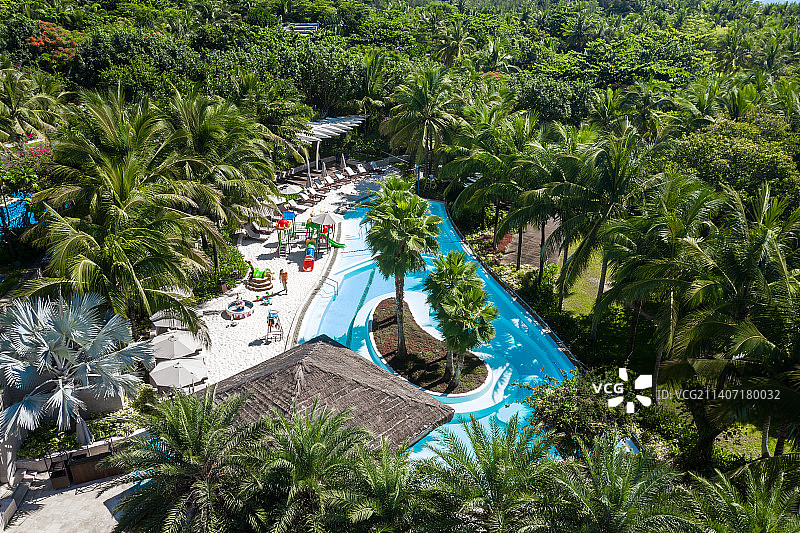 海棠湾度假酒店、热带酒店、游泳池、椰林图片素材