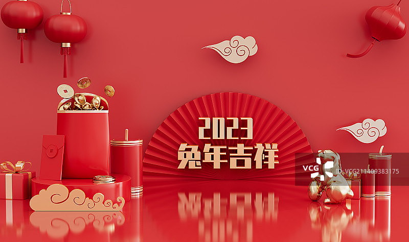 C4D喜庆中国风创意新年图片素材
