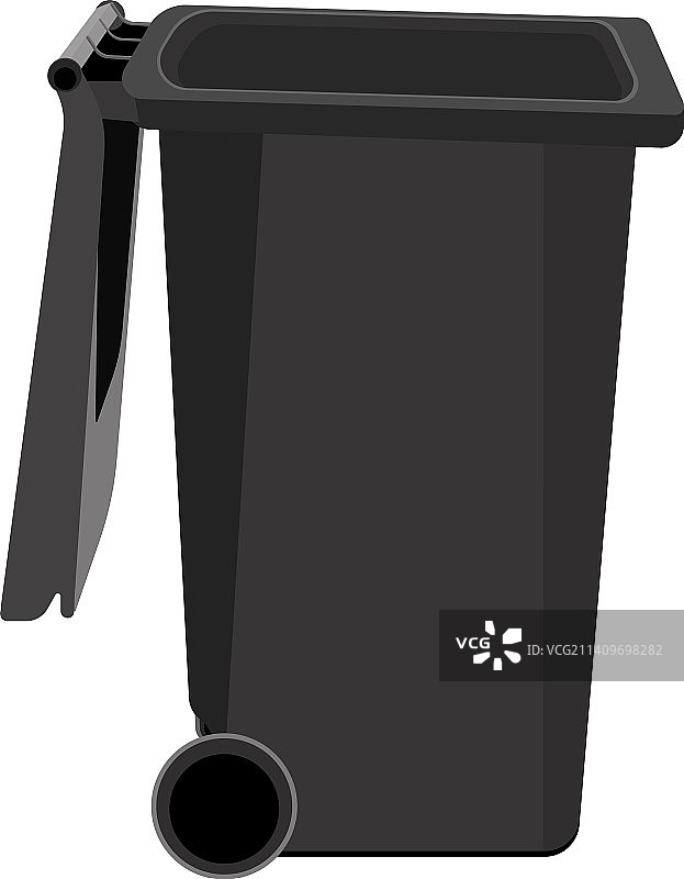 白色背景下的黑色垃圾桶图片素材