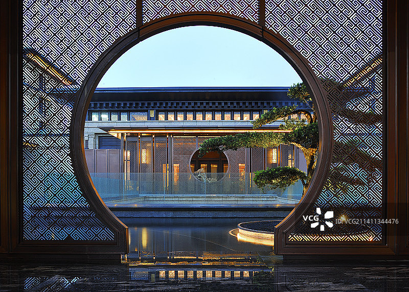 新中式风格庭院的空间设计图片素材