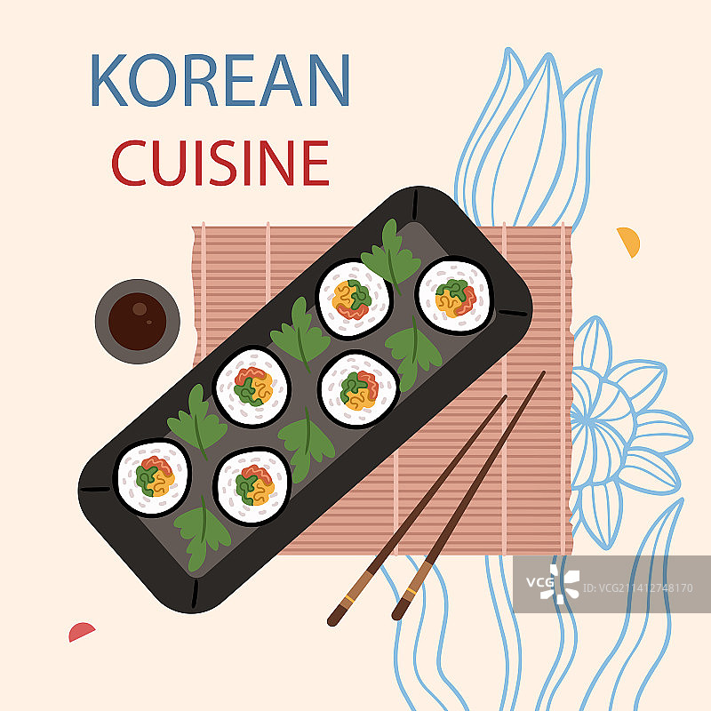 手绘的韩国餐厅海报图片素材