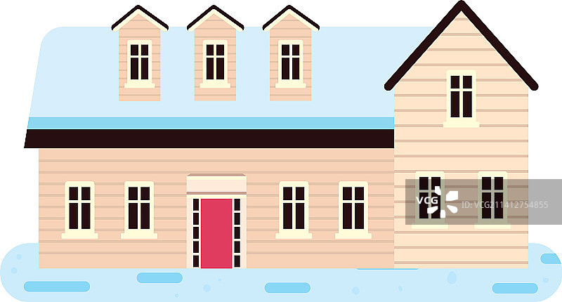 平坦的米色冬天舒适的房子图片素材