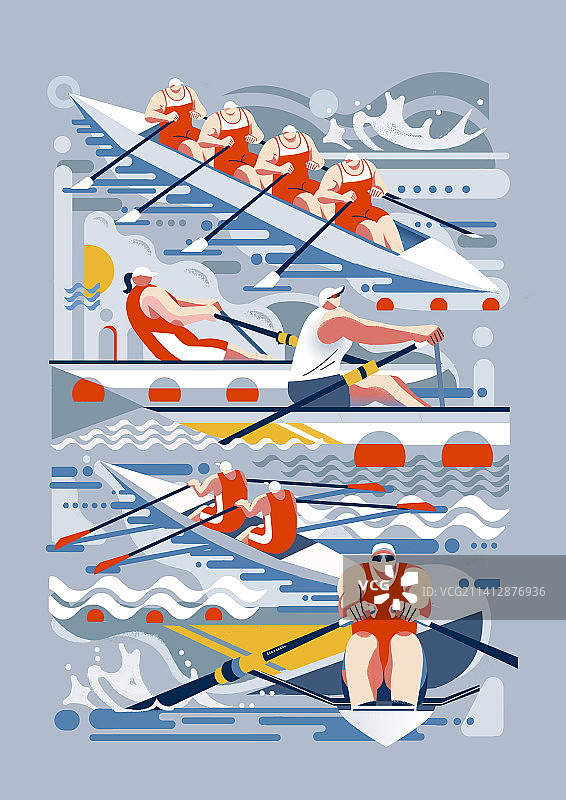 奥运会系列插画-赛艇图片素材