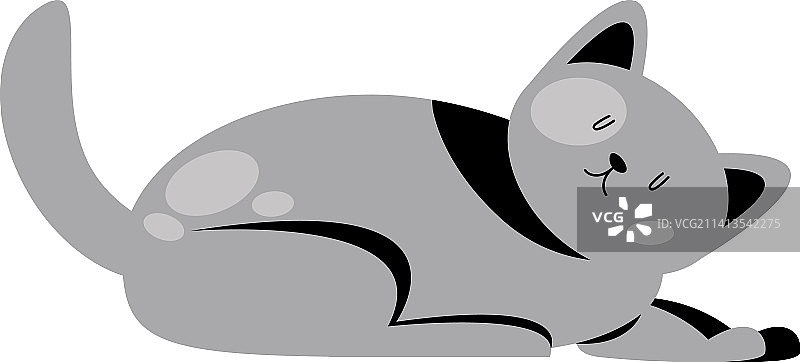 可爱的灰猫躺着图片素材