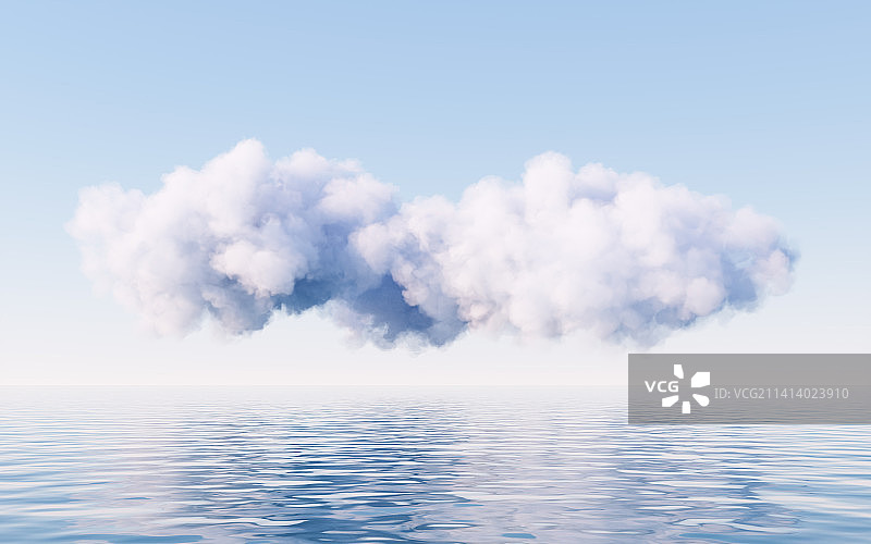 水面上的云朵3D渲染图片素材