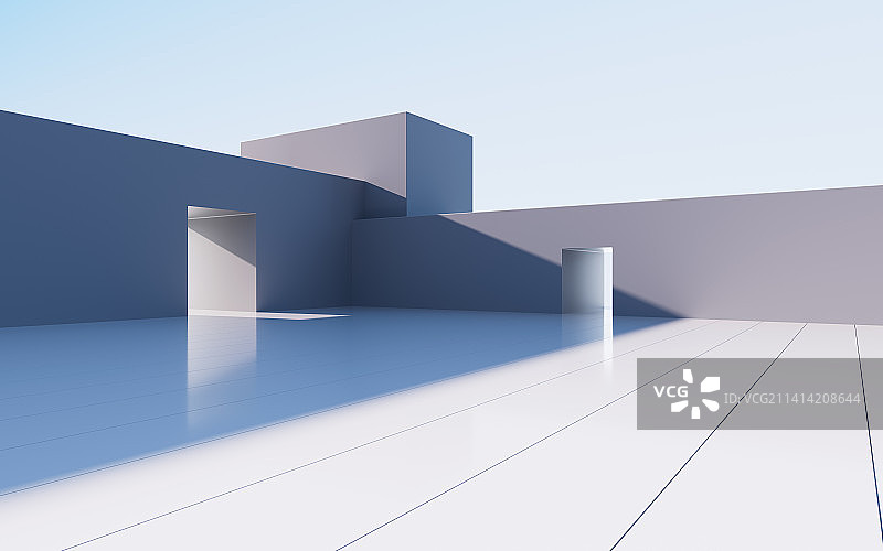 室外抽象几何建筑场景3D渲染图片素材