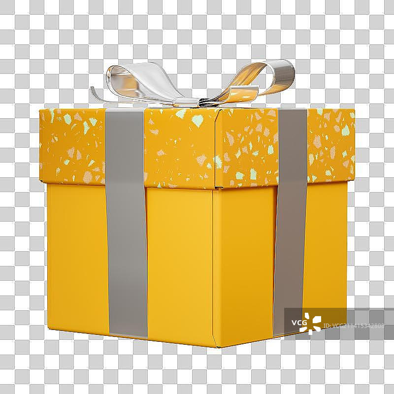 3D渲染黄色礼物包装盒图片素材