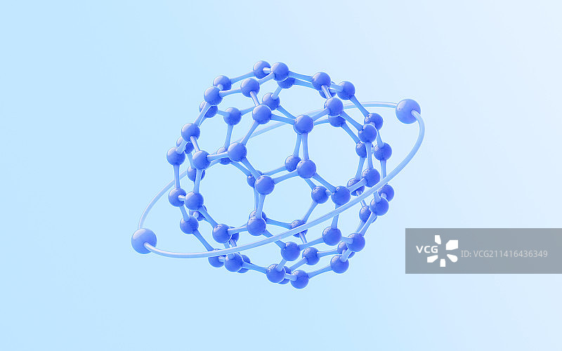 蓝色玻璃材质分子结构3D渲染图片素材