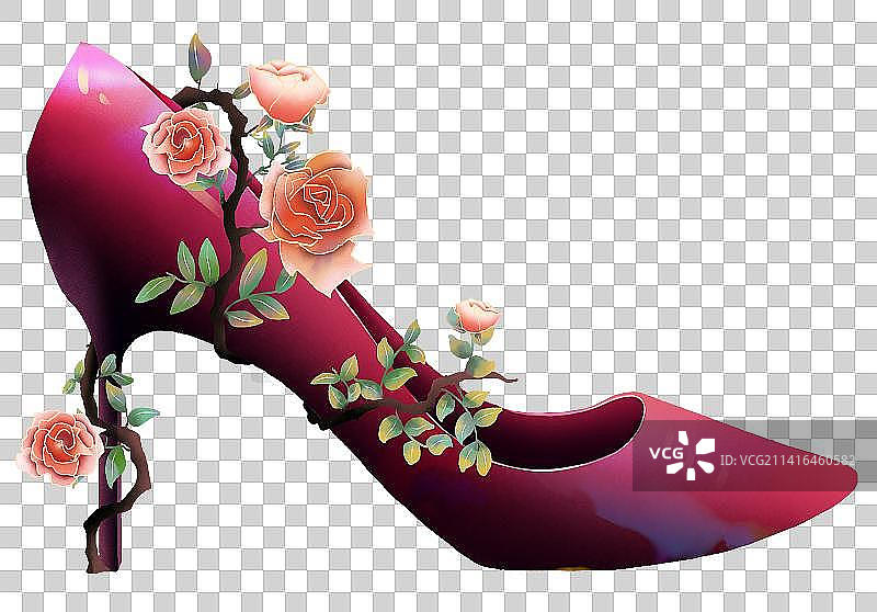 玫瑰花与高跟鞋图片素材