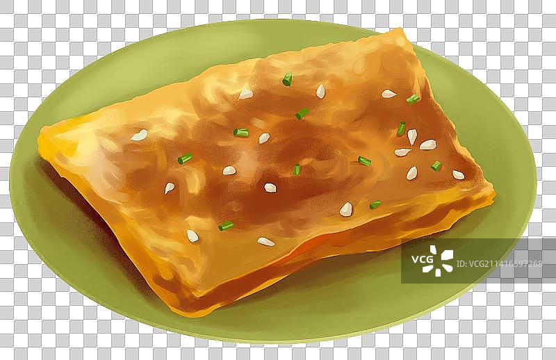 面点传统食品食物食材早餐早点葱油饼千层饼鸡蛋饼卡通元素插画图片素材