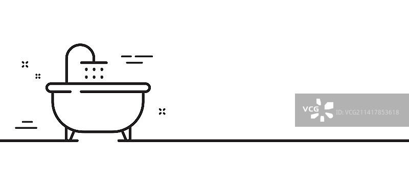 浴缸线条图标浴室家具标志图片素材