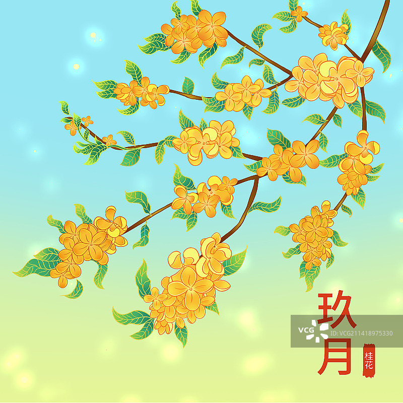 秋季中国风国潮风桂花植物花朵图片素材