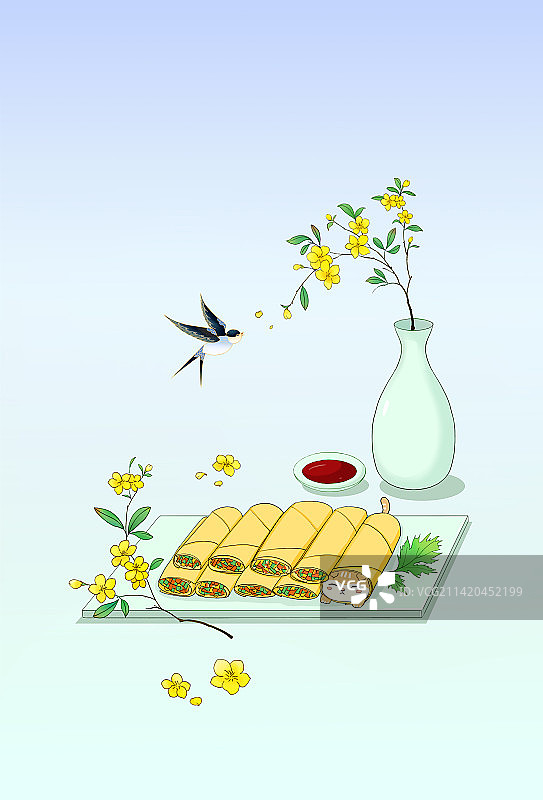 二十四节气传统美食立春春卷图片素材