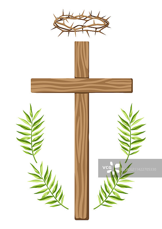 木制十字架和王冠的基督徒图片素材