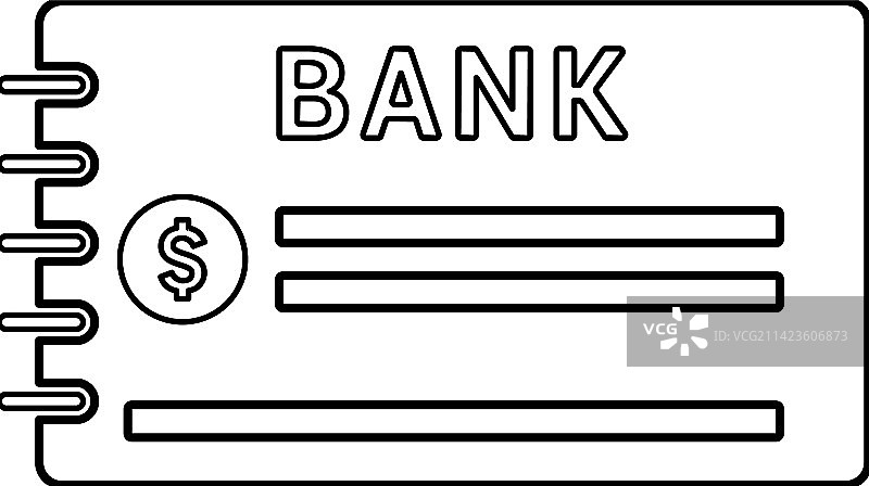 银行支票簿轮廓图标线条艺术图片素材