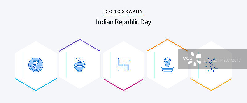 印度共和国第25天蓝色图标包包括图片素材