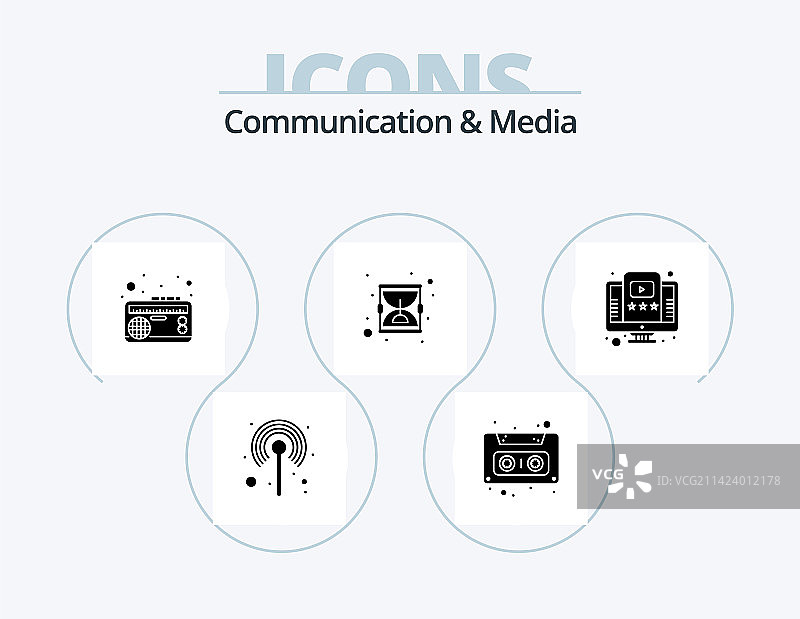 通信和媒体符号图标包5个图标图片素材