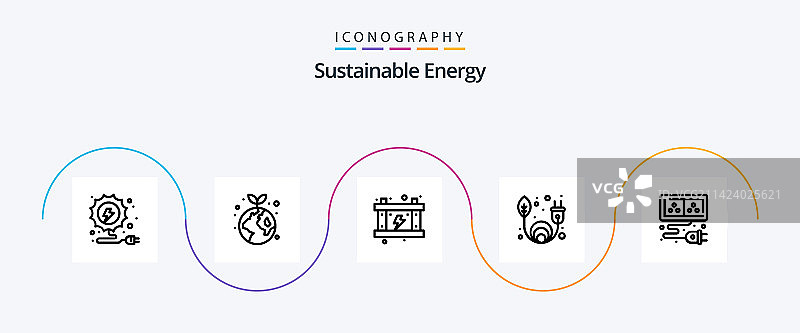 可持续能源线5图标包包括图片素材