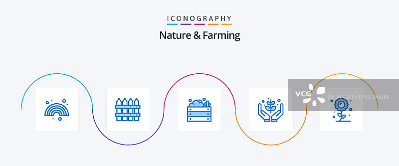 自然和农业蓝色5图标包包括图片素材