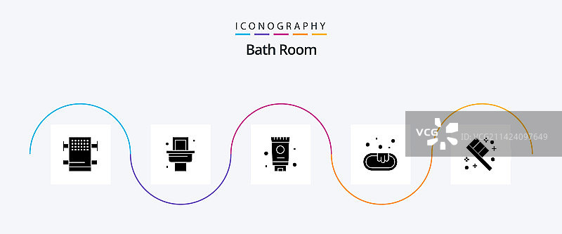 浴室象形文字5图标包包括浴室图片素材