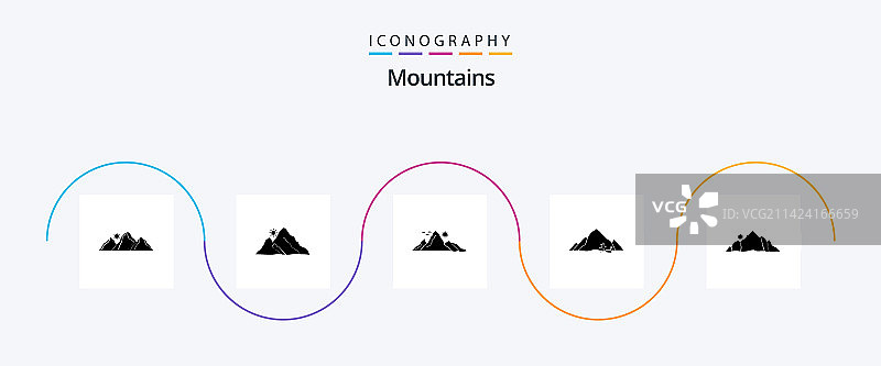 山脉字形5图标包包括自然山图片素材