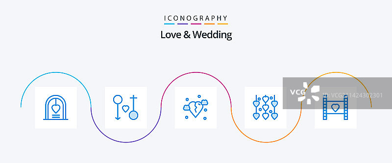 爱情和婚礼蓝色5图标包包括图片素材
