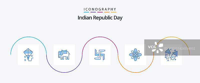 印度共和国日蓝色5图标包包括图片素材