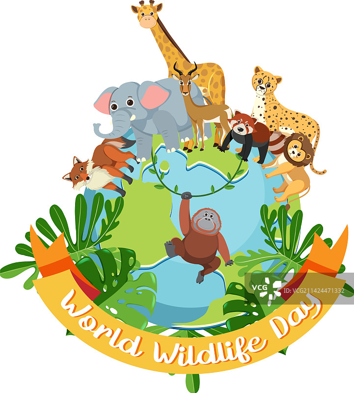 世界野生动物日旗帜图片素材