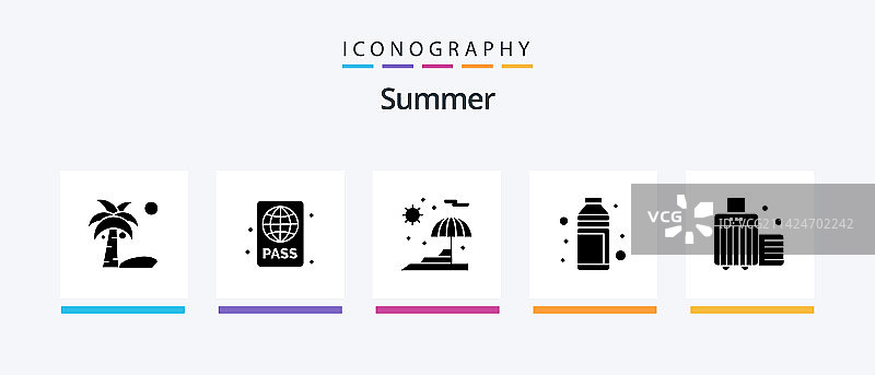 夏季象形文字5图标包包括假期图片素材
