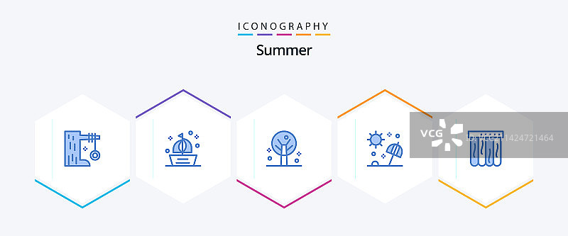 夏季25蓝色图标包包括旅行海图片素材