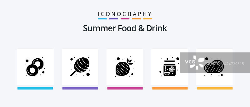 夏季食品和饮料象形文字5图标包包括图片素材